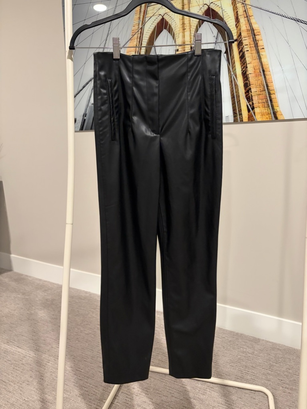 Zara Black Faux Leather High Waisted Pant